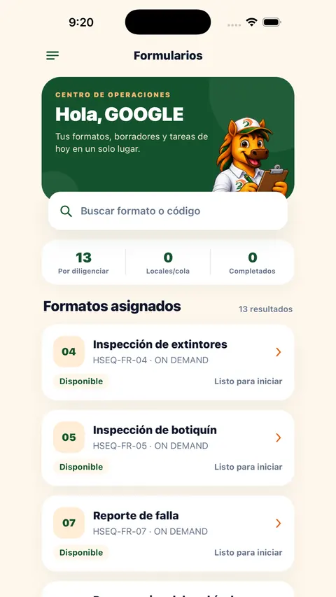 Cotransmeq app · assigned forms