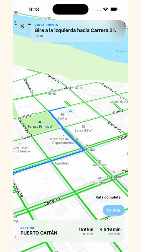 Cotransmeq app · trip navigation