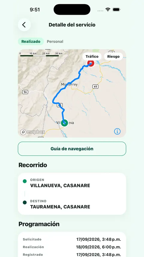 Transmeralda app · route details