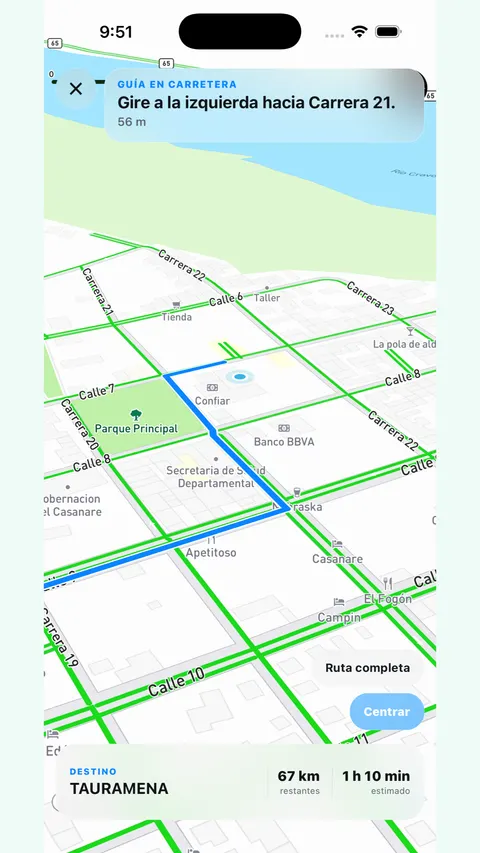 Transmeralda app · trip navigation