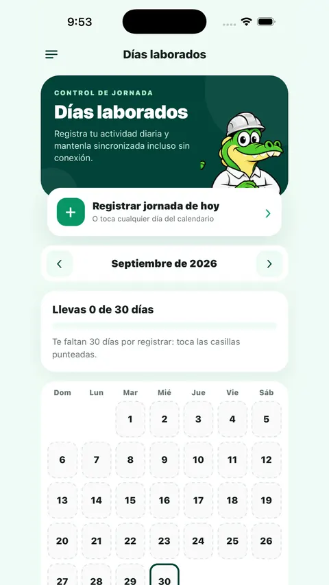 Transmeralda app · worked days